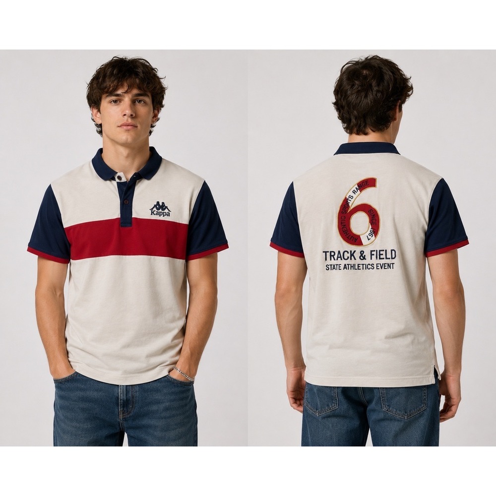 Kappa Mens Track & Field State Athletics Event‎ Polo Shirt Medium Y2K